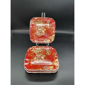 222 Fifth Gabriel Red Set of 4 Bread Plates 6.25”